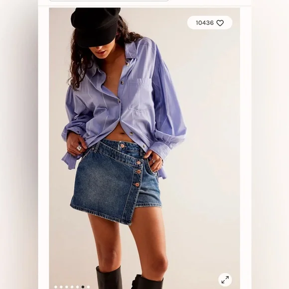 Free People We The Free Wynne Denim Skirt. NWT. Cornflower - Picture 6 of 7